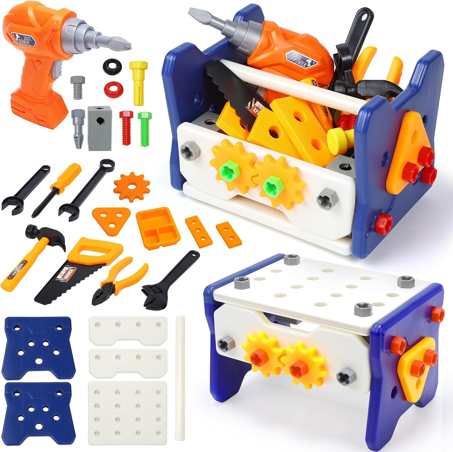 Fidtoy Multi Function DIY Tool Table for Kids Little Engineer Pretend Play Kit Age 3+