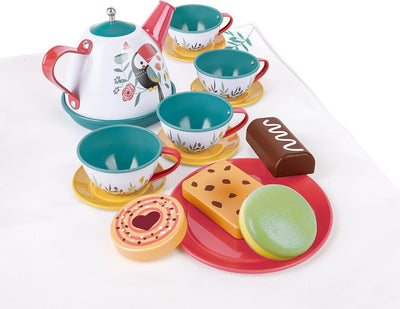Fidtoy Pretend Play Tea Set Picnic Toy with Teapot Cups and Cookies