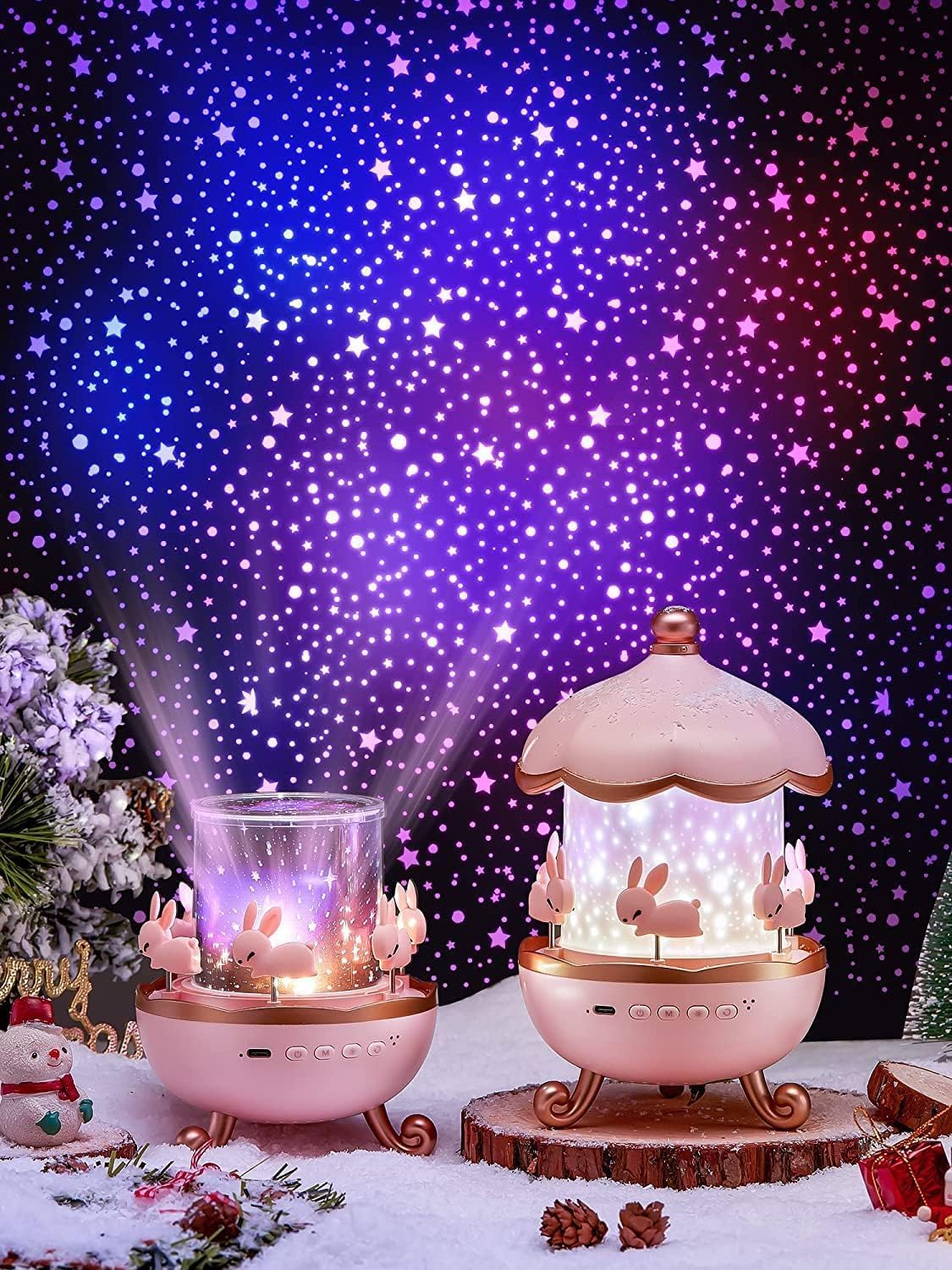 Veilleuse projecteur d'étoiles multifonction Fidtoy pour enfants – Musique Bluetooth et lampe de plafond LED