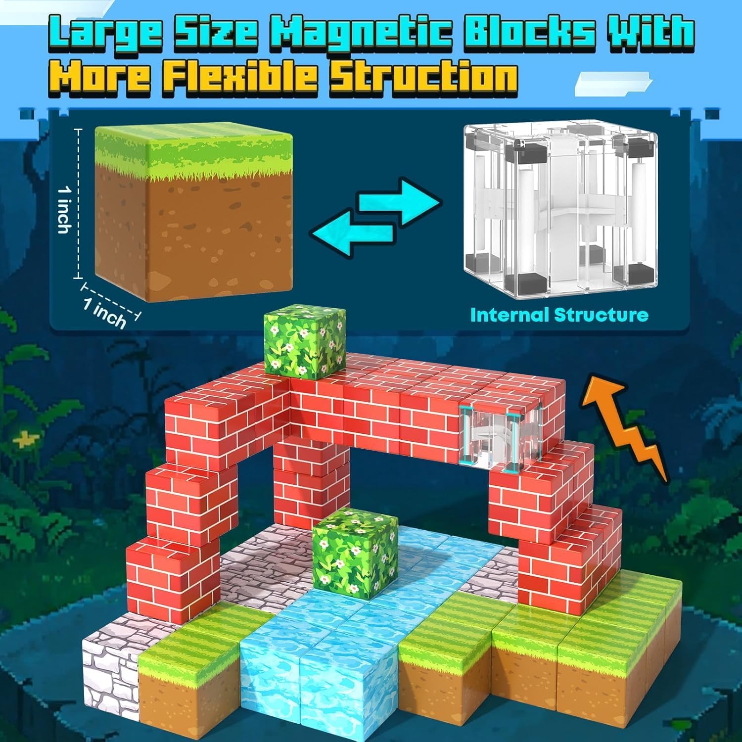 Super World Blocs de Construction Magnétiques Cubiques 128 pièces - B46