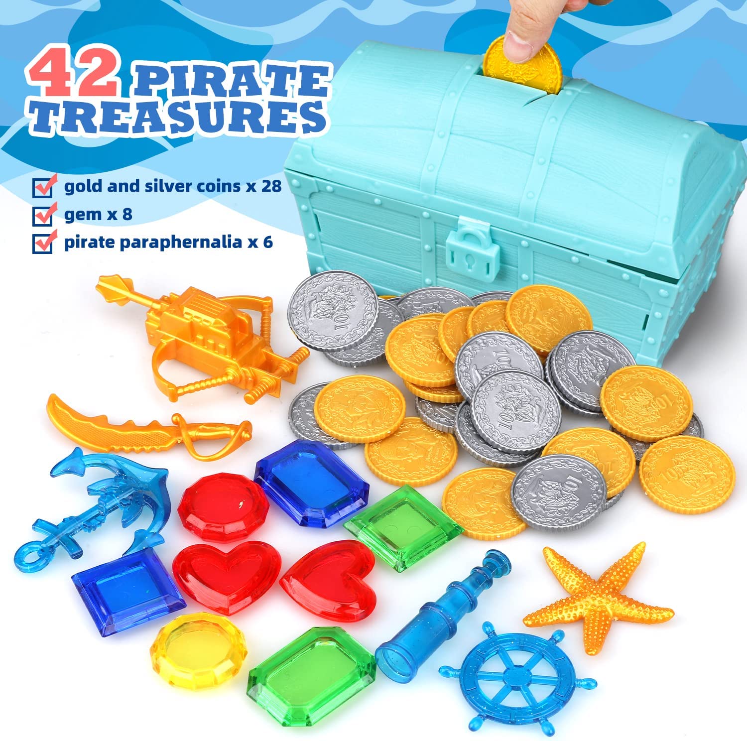 Fidtoy Pool Dive Toy Set for Kids 4-8 Treasure Hunt Game