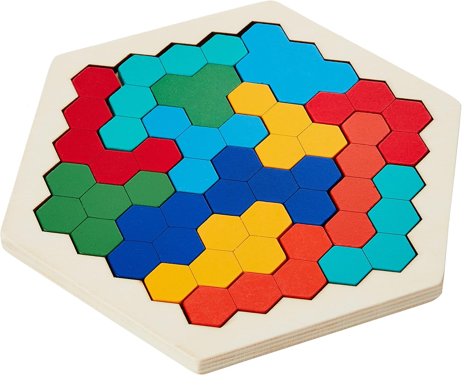 Rompecabezas de madera hexagonal Tangram para niños