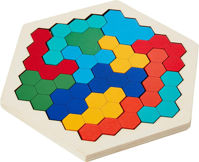 Rompecabezas de madera hexagonal Tangram para niños