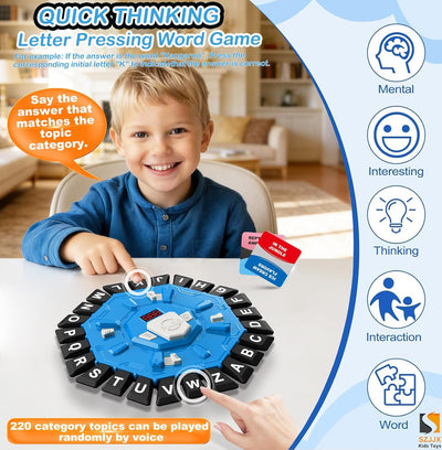 Jeu de société de mots rapide Fidtoy pour enfants et adultes, jeu de lettres de catégorie de 10 secondes avec minuteur LCD, jeu de fête de vocabulaire familial pour 2 à 8 joueurs