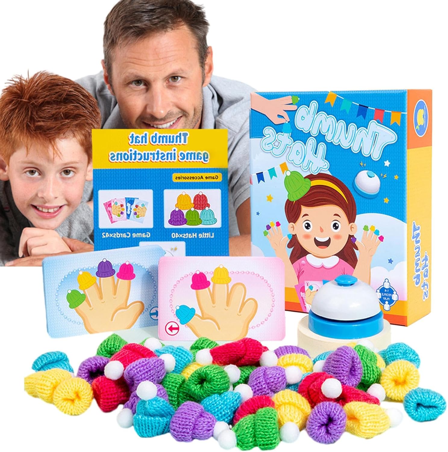Jeu Fidtoy Thumbhat pour enfants 3+ – Jeu interactif d'association de couleurs à porter sur le pouce pour la coordination œil-main