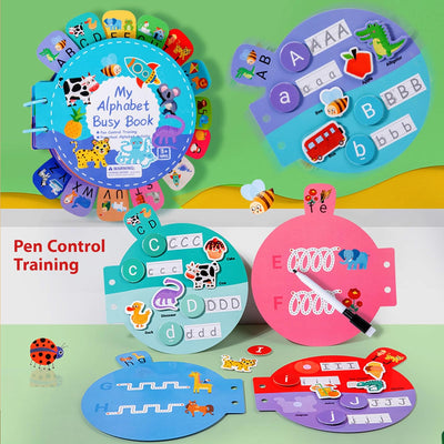 Be2BeKidz Alphabet Learning Busy Book for Toddlers 1–3 | Montessori ABC Activity Book for Kids | Babybus Style Educational Toy for Preschool Learning & Fine Motor Skills Development