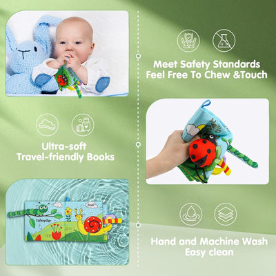 Fidtoy Baby Crinkle Cloth Book for Newborns – Montessori Sensory Fabric Activity Book for Babies 0-12 Months