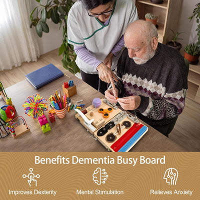 Dementia Activities for Seniors,Dementia Products for Elderly,Busy Board for Adults with Dementia,Fidget Games for Seniors,Sensory Toy for Alzheimer's Patient,Fidget Board,Dementia Gifts
