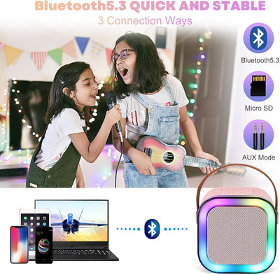 Fidtoy Kids Karaoke Machine with 2 Wireless Microphones Bluetooth Portable Speaker