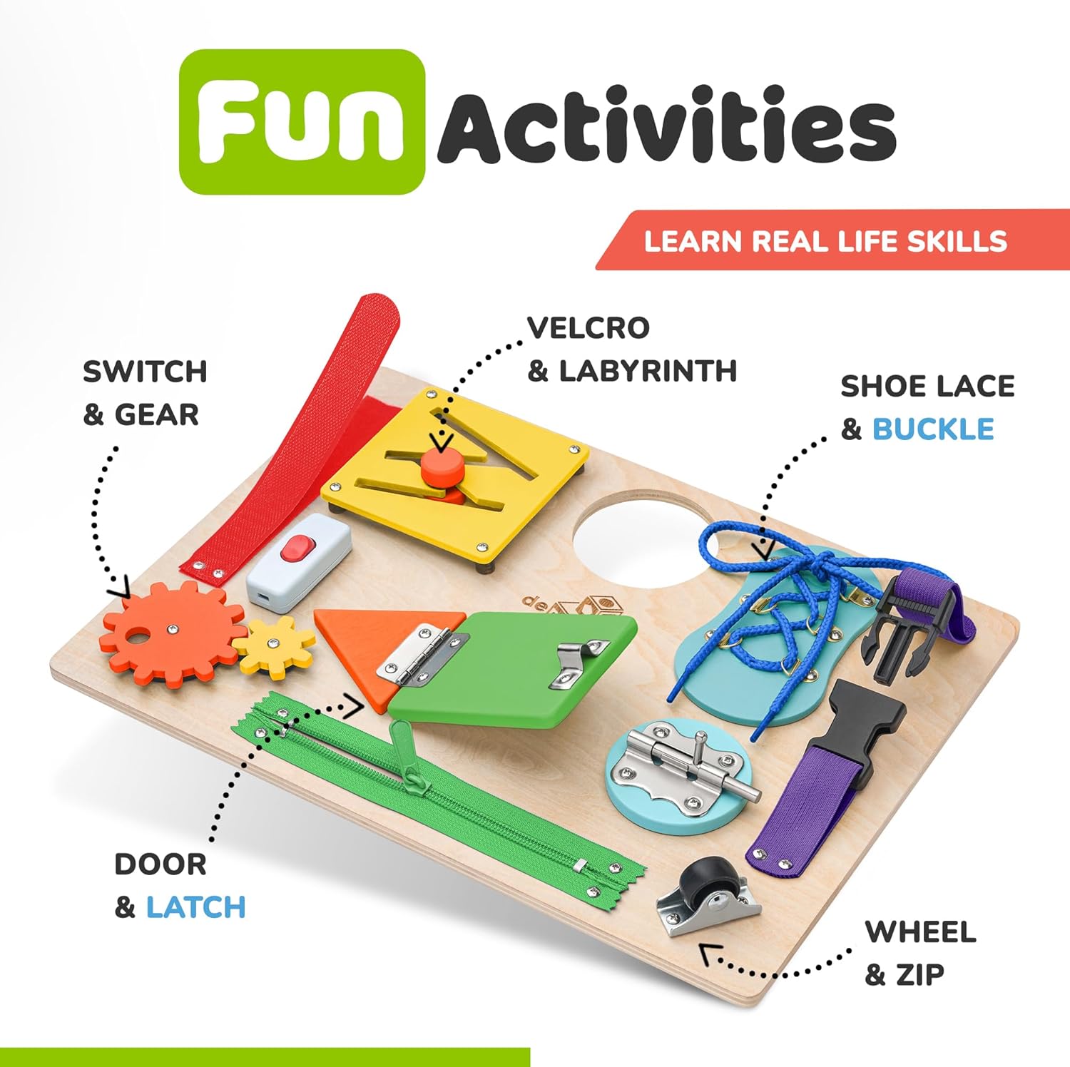 Tabla de actividades de aprendizaje Montessori Fidtoy para niños pequeños