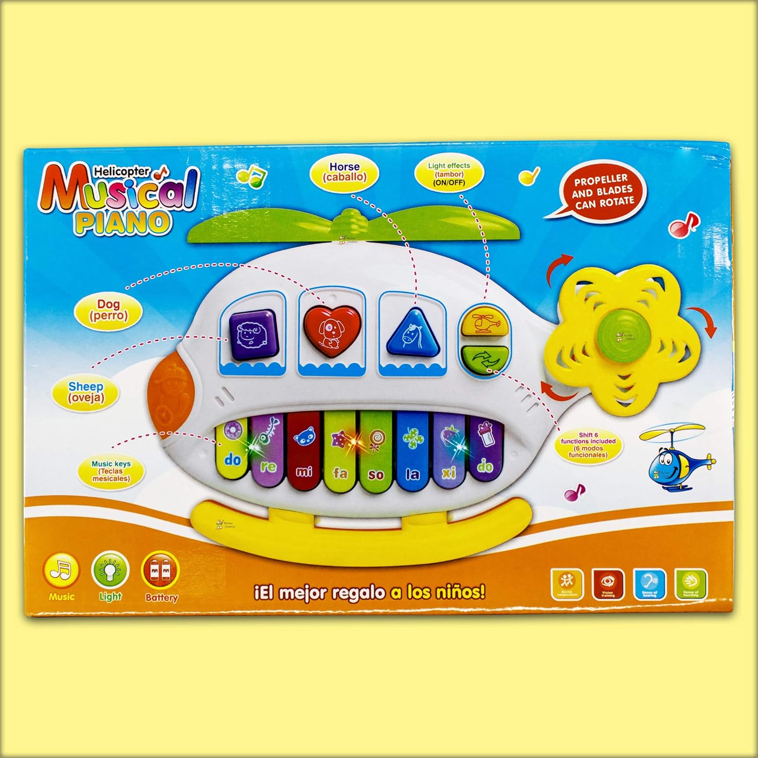 Fidtoy Clavier de piano musical avec lumières et sons d'animaux