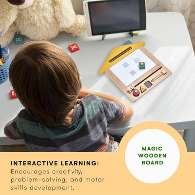 Fidtoy Tableau de Dessin Magnétique en Bois pour Enfants 3 ans et plus Jouet de Gribouillage Réutilisable