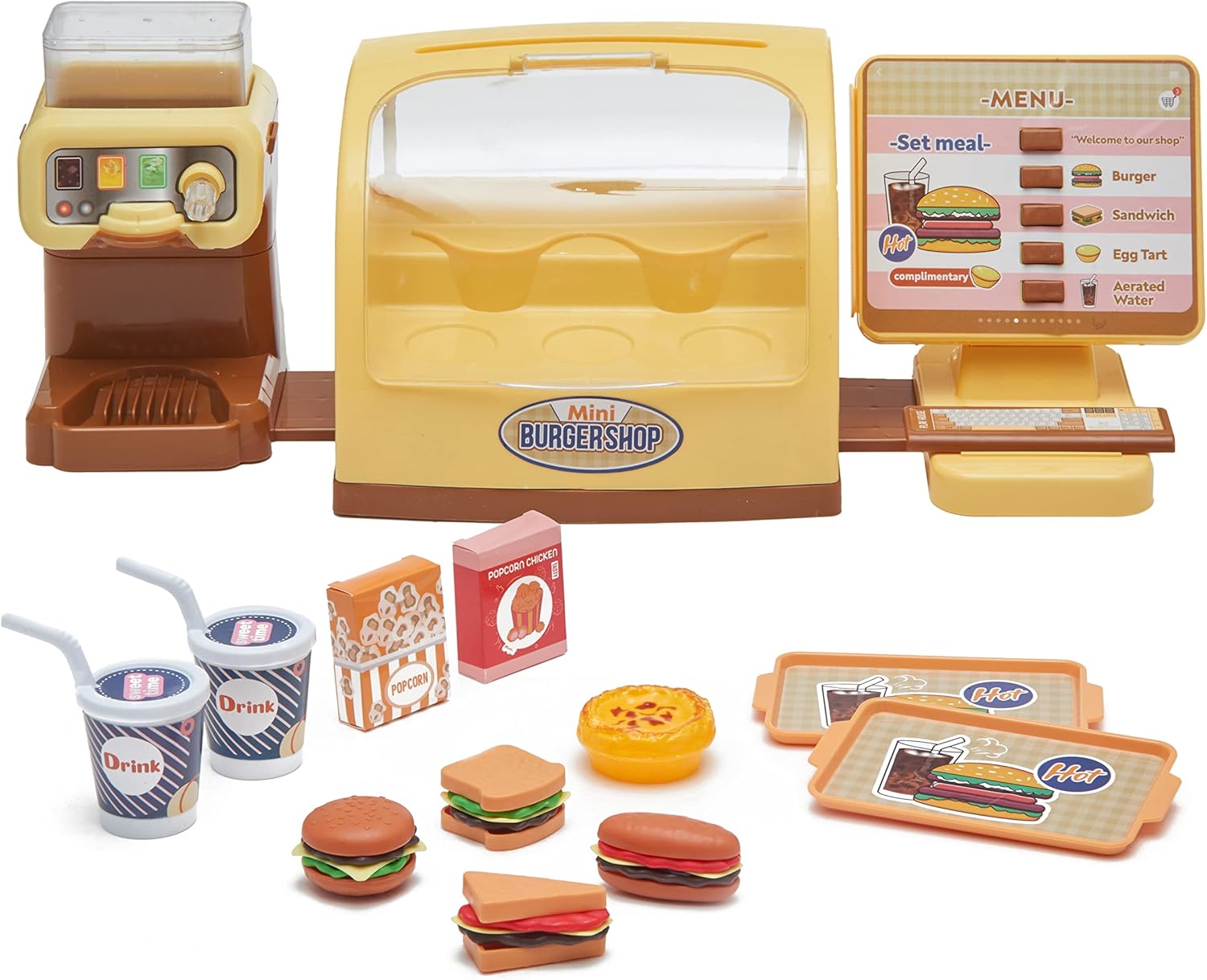 Fidtoy – Série de jeux d'imitation pour enfants, magasin de burgers, ensemble de jeu de rôle de cuisine de 25 pièces, jouet éducatif pour enfants de 3 ans et plus