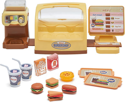 Fidtoy – Série de jeux d'imitation pour enfants, magasin de burgers, ensemble de jeu de rôle de cuisine de 25 pièces, jouet éducatif pour enfants de 3 ans et plus