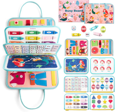 Juguetes sensoriales para niños pequeños de 2 a 4 años, juguetes educativos/Montessori de actividades de viaje para niñas y niños de 2 a 4 años, regalo, sirena