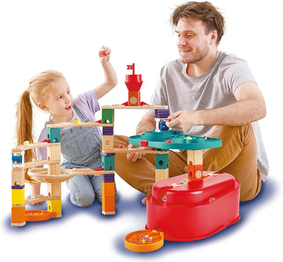 Fidtoy Wooden Marble Run Bucket Building Set STEM Toy