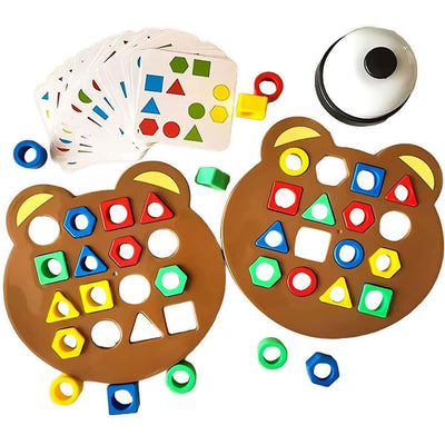Fidtoy Jeu de société en bois pour enfants avec reconnaissance des couleurs et des formes