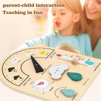 Fidtoy Station Météo en Bois pour Enfants – Apprentissage Climatique Montessori & Interaction Parent-Enfant
