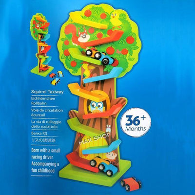 Fidtoy Circuit de Course et Voitures en Bois à 9 Niveaux – Jouet d'Éveil pour Tout-Petits