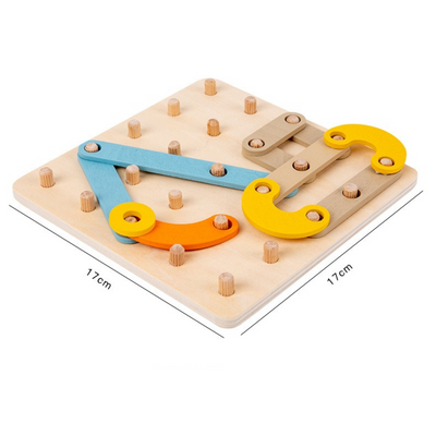 Montessori Tablero de Geometría de Madera con Clavos de Patrones de Formas de Juguete
