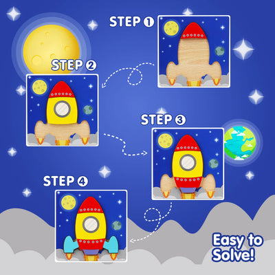 Fidtoy Wooden Shape Puzzle Set for Toddlers 8 Pack Learning Toy
