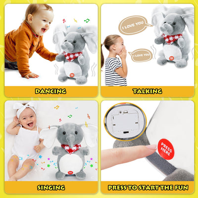 Peluche parlante Fidtoy Éléphant Dansant pour bébés et tout-petits