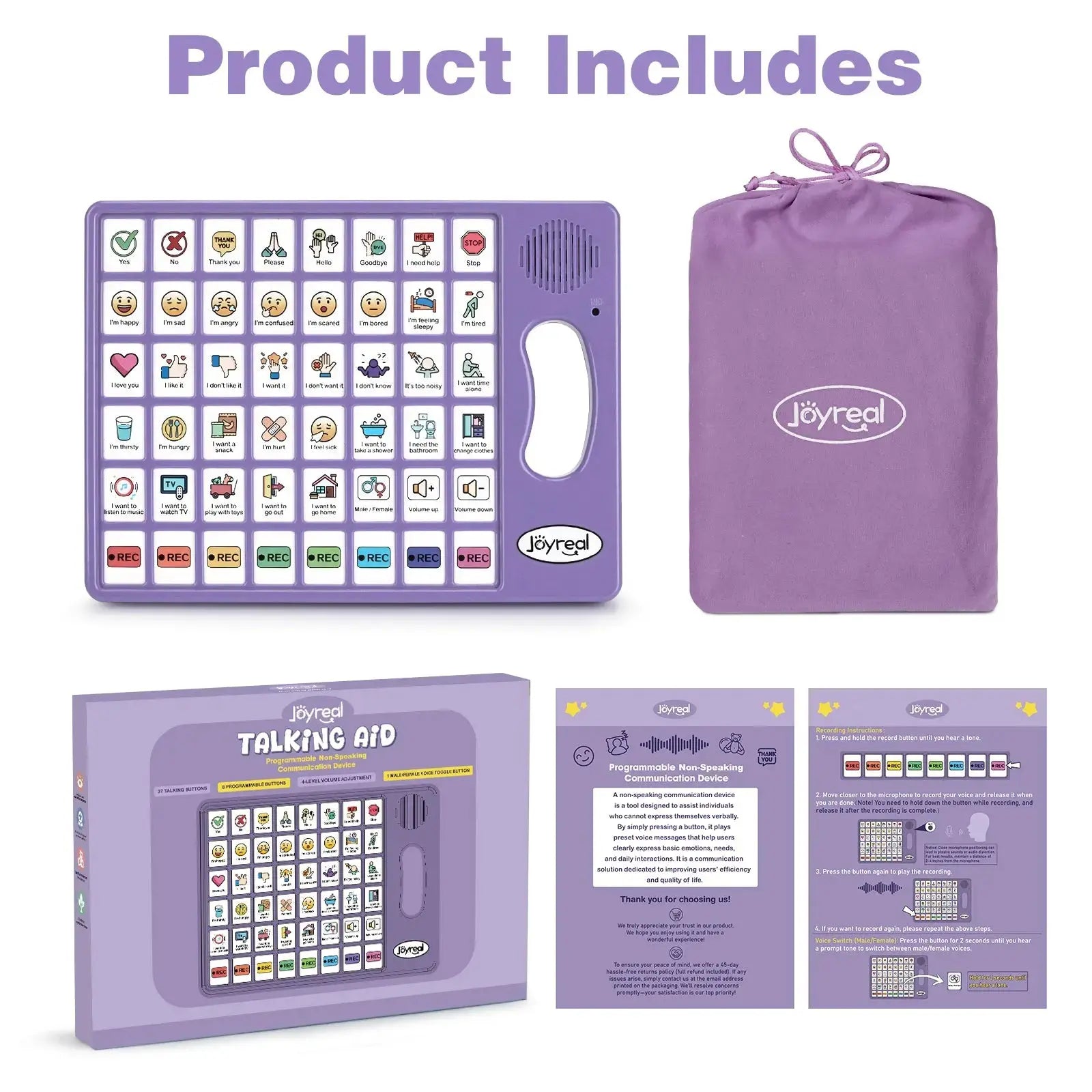 Dispositif de communication AAC Fidtoy pour l'autisme - Aide vocale bilingue pour les tout-petits