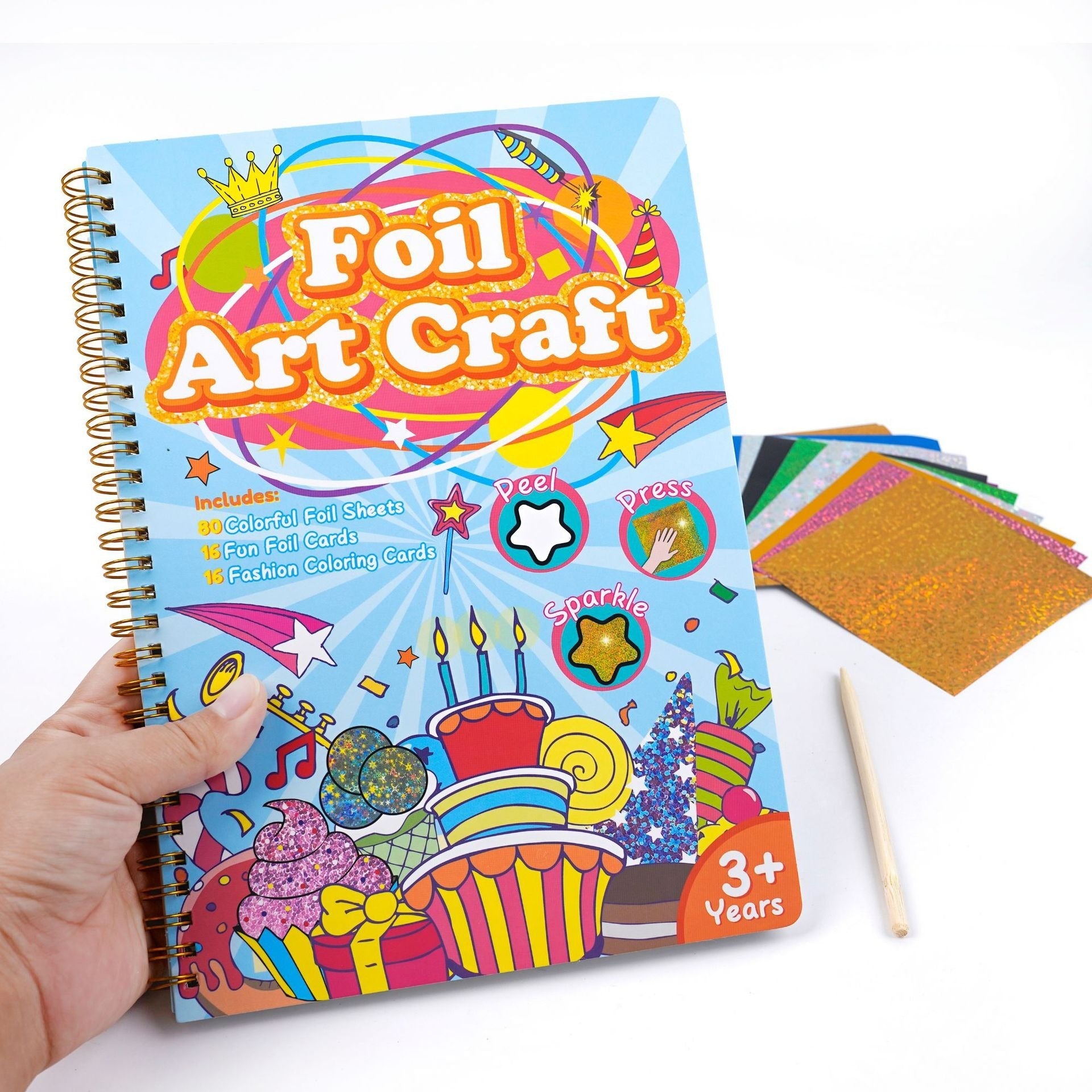 Kit de manualidades de papel de aluminio | Juego creativo con temática de cumpleaños brillante para niños
