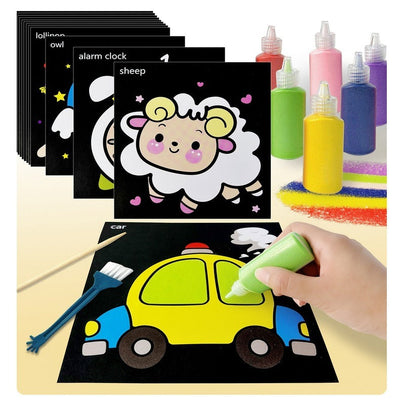 Kit de arte con arena para niños con arena de colores y tarjetas creativas