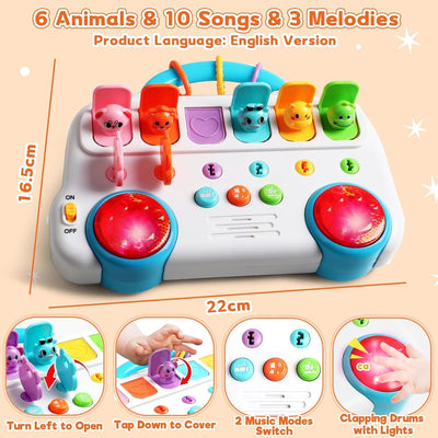 Fidtoy Interactive Pop Up Animal Sound Color Recognition Key Set with Music Lights for Toddlers