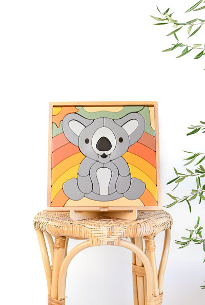 Rompecabezas de bloques de construcción abstractos Kirra the Koala / Exhibición de decoración del hogar