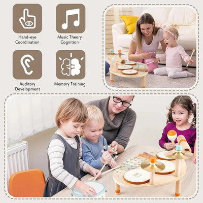 Fidtoy 9-in-1 Toddler Drum Set Musical Instruments Toy for Kids Learning Rhythm and Early Development