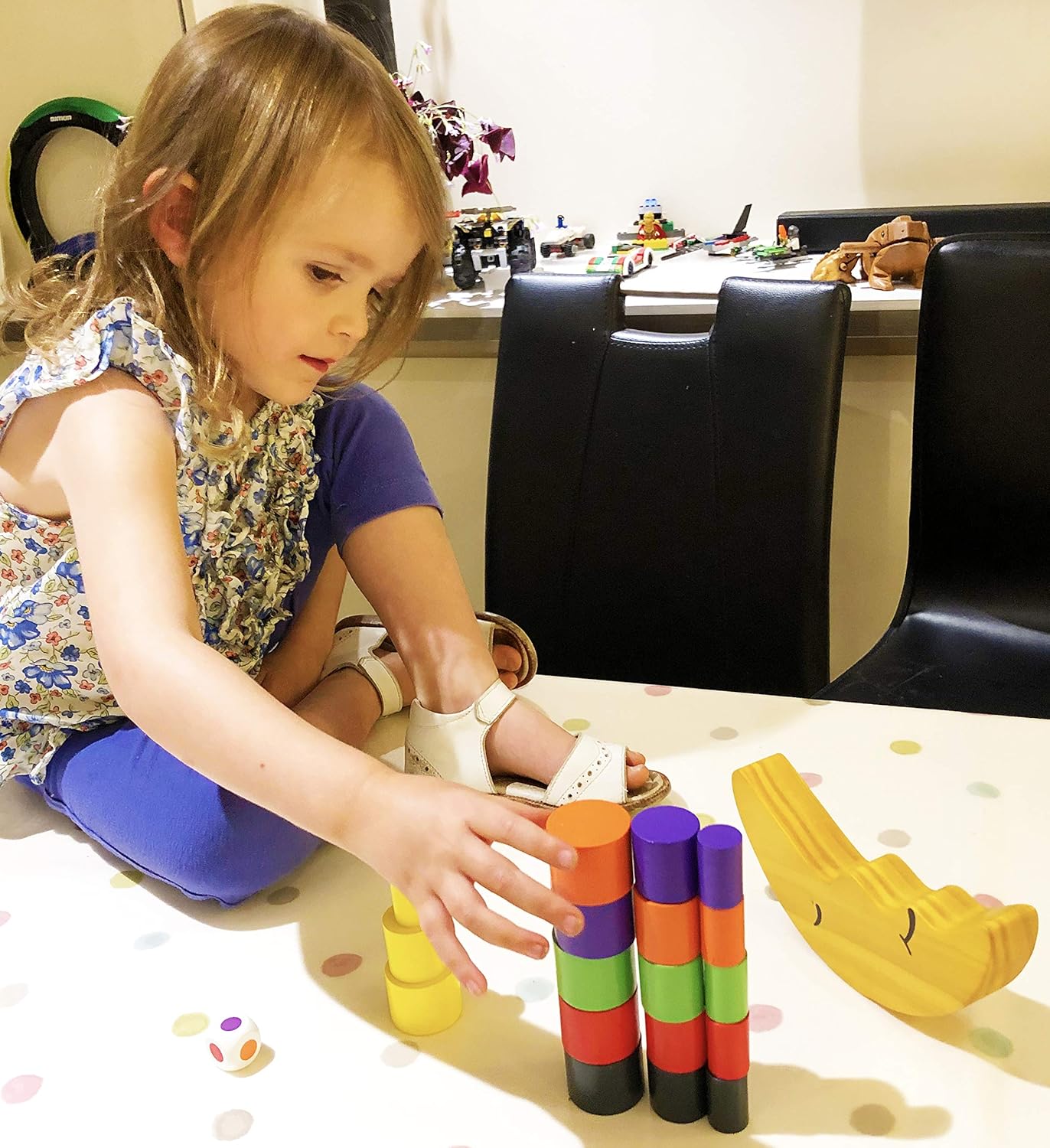 Fidtoy Jeu d'équilibre en bois « Lune » pour enfants – Jouet éducatif Montessori pour l'équilibre – À partir de 3 ans
