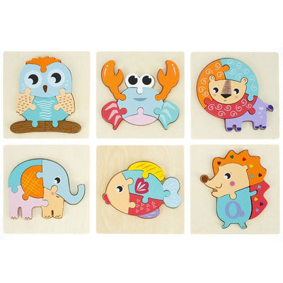 Level 2 Montessori Puzzles 6 Pack - Eco-Friendly Wooden Puzzles