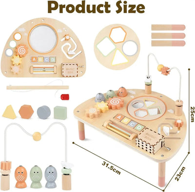 Fidtoy Wooden Activity Table for Toddlers 8-in-1 Montessori Learning Toy Multi Activity Play Table
