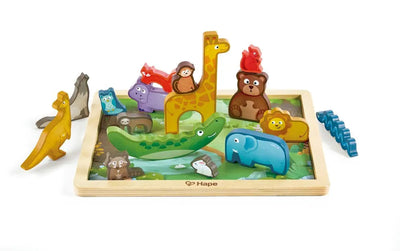 Fidtoy Wildlife Puzzle & Play - Wooden Educational Toy for Kids