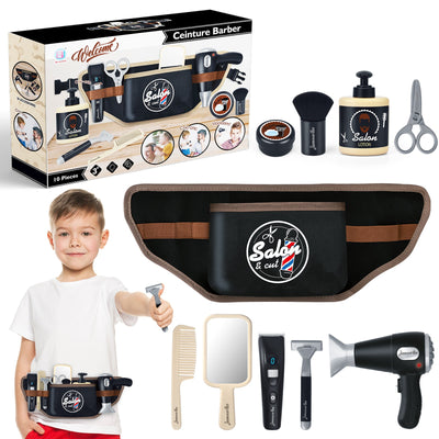 Set de peluquería para estilistas con secador de pelo, maquinilla de afeitar de juguete y tijeras de barbero para niños mayores de 3 años