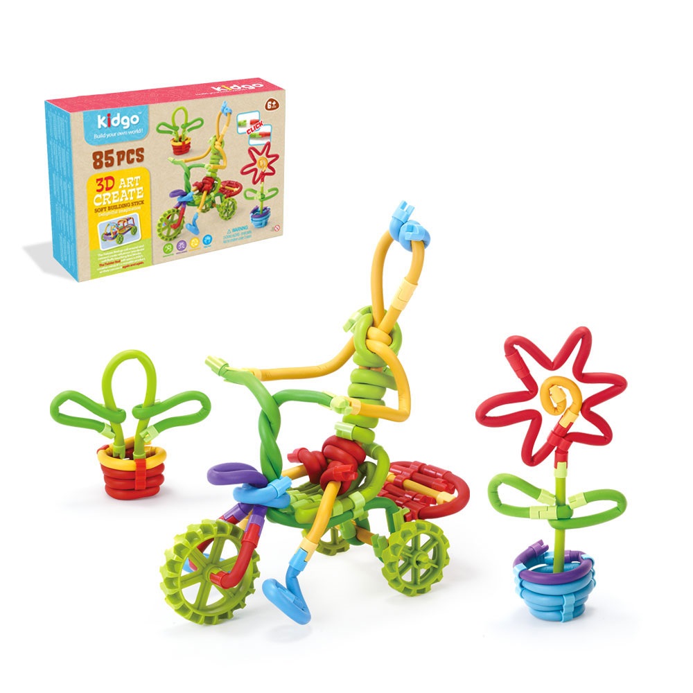 Fidtoy Kit de Construction de Tiges Souples Twister 3D, 85 Pièces