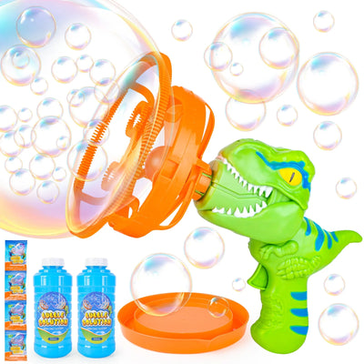 Máquina de Burbujas Automática Portátil de Dinosaurio con Burbujas Grandes Coloridas Juguetes de Verano para Interiores y Exteriores para Niños