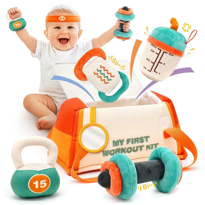 Juego de sonajeros de peluche para bebés Fidtoy, primer kit de gimnasio, juguete sensorial con bolsa de almacenamiento para recién nacidos y niños pequeños