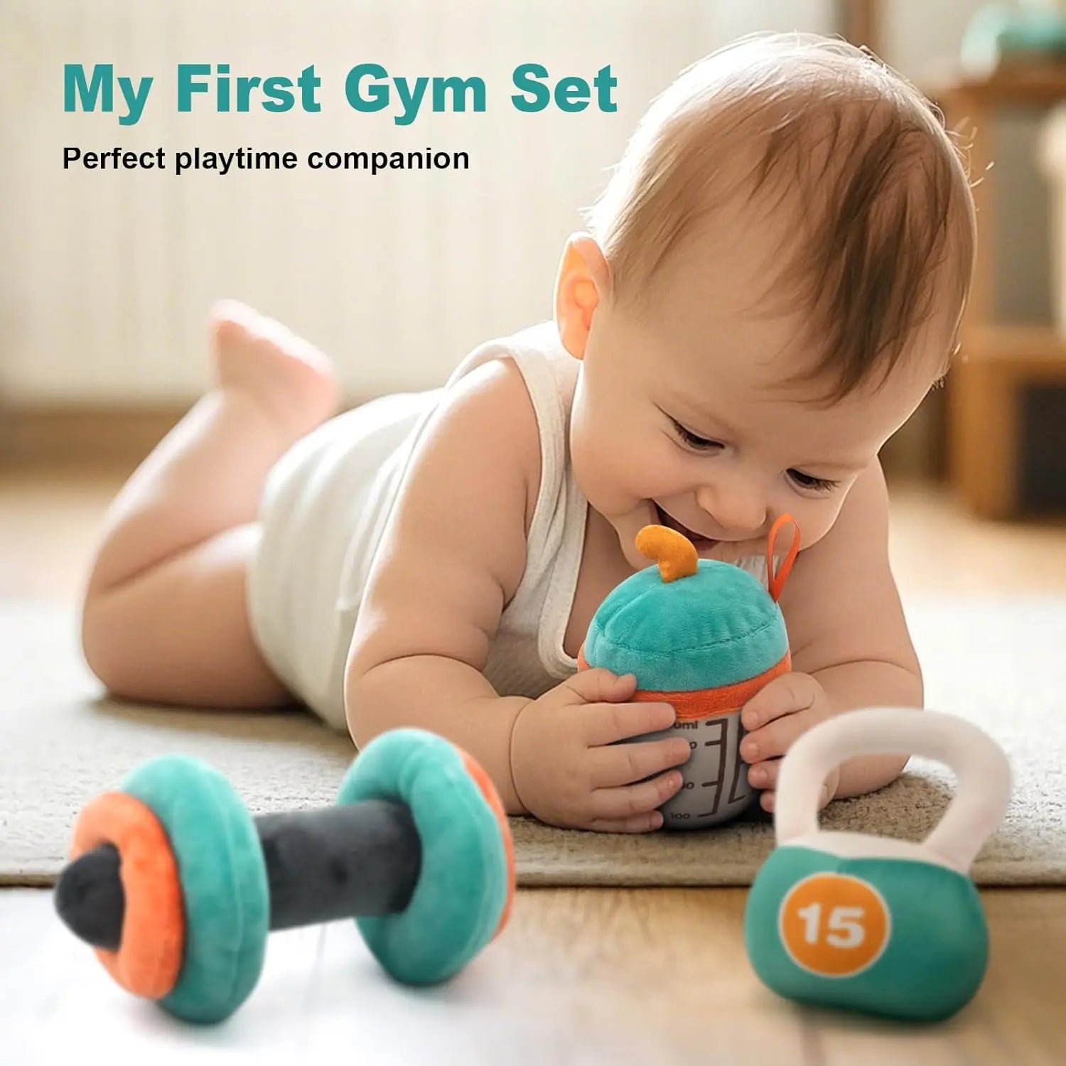 Fidtoy Baby Plush Rattle Toy Set First Gym Kit Sensory Toy with Storage Bag for Newborns and Toddlers