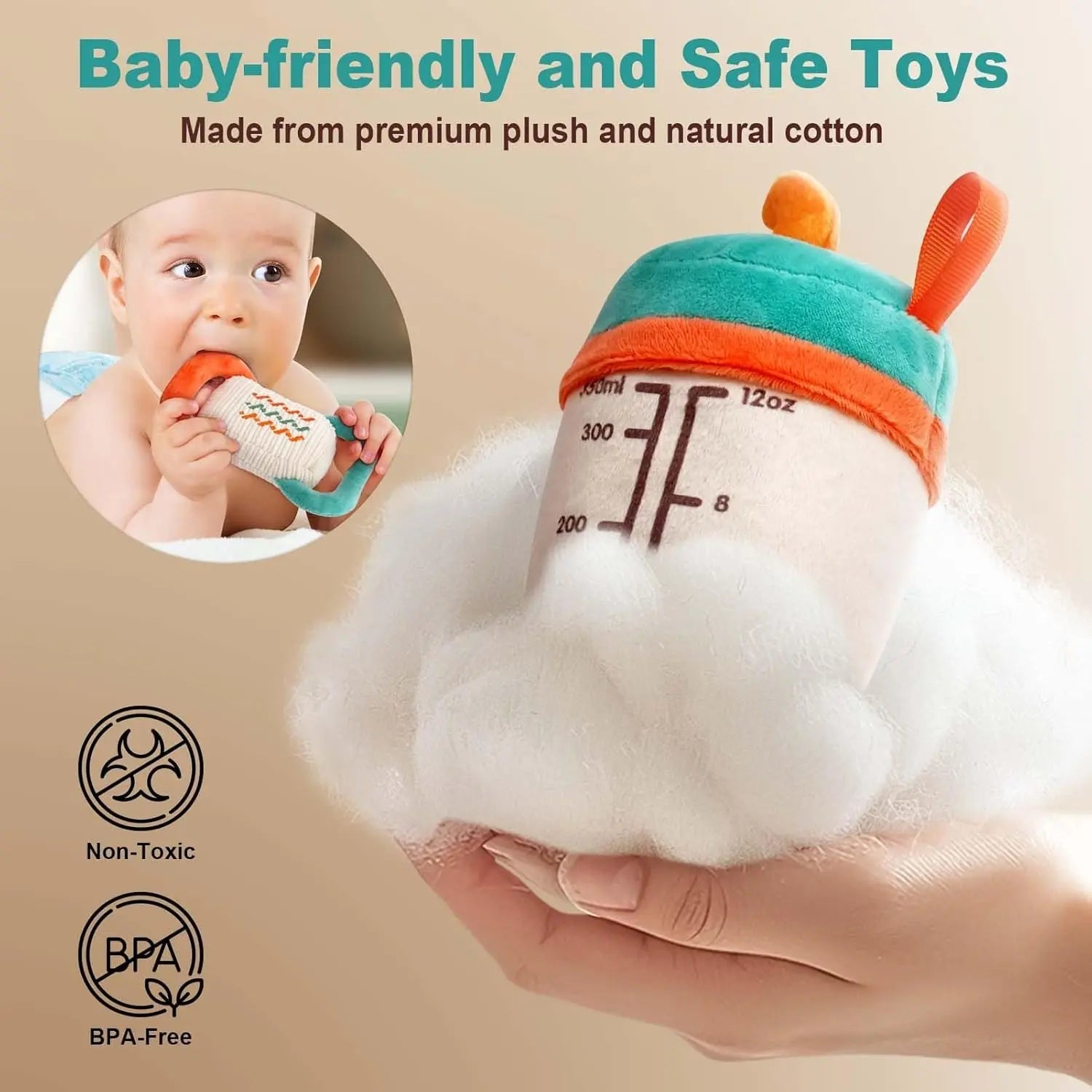 Juego de sonajeros de peluche para bebés Fidtoy, primer kit de gimnasio, juguete sensorial con bolsa de almacenamiento para recién nacidos y niños pequeños