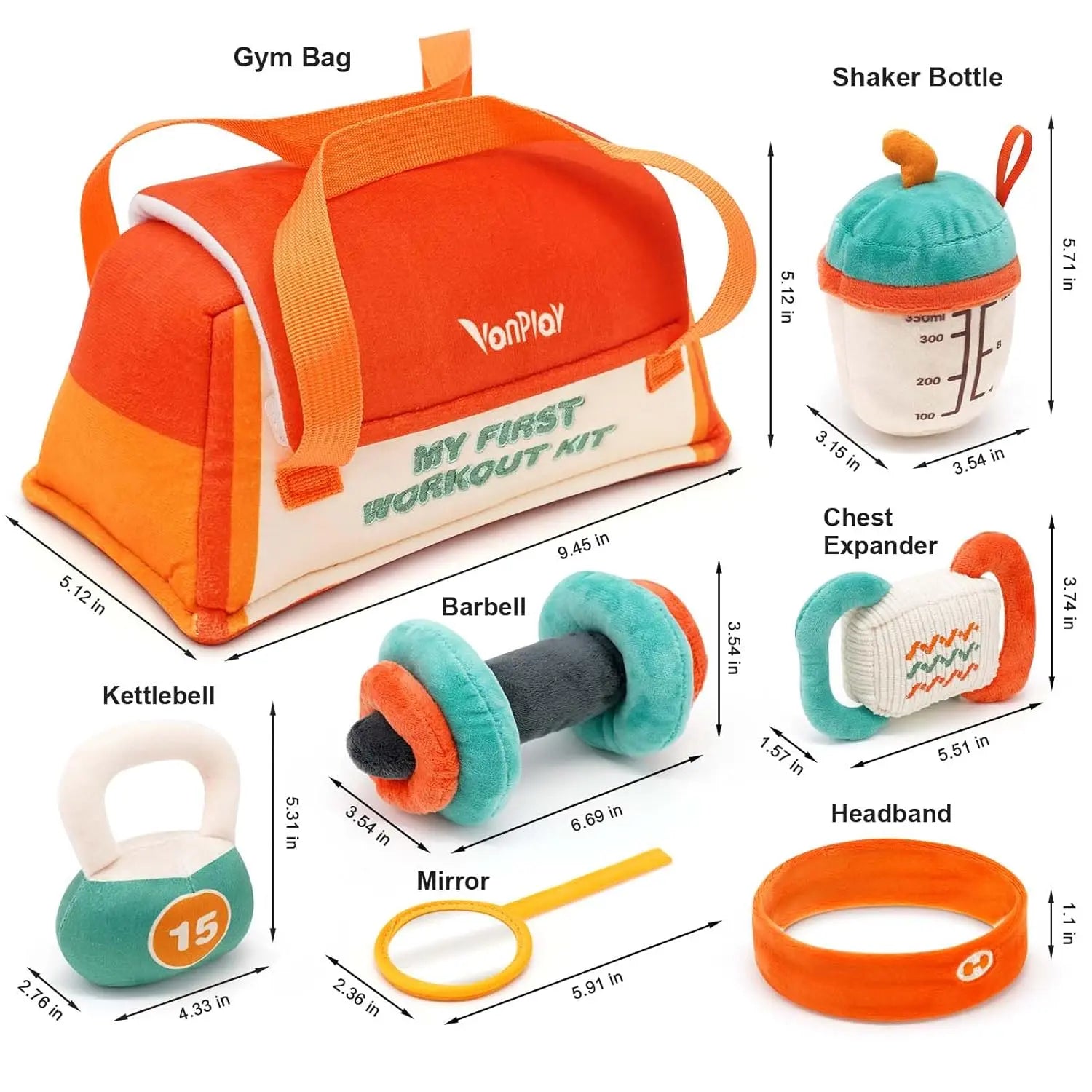 Juego de sonajeros de peluche para bebés Fidtoy, primer kit de gimnasio, juguete sensorial con bolsa de almacenamiento para recién nacidos y niños pequeños