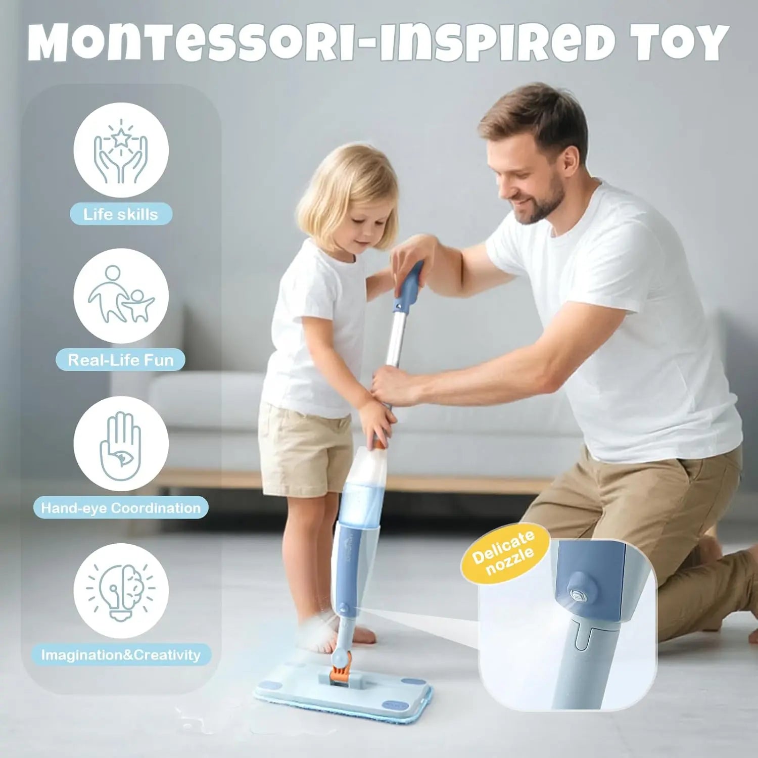 Trapeador Rociador de Juguete para Niños para Jugar a Limpiar