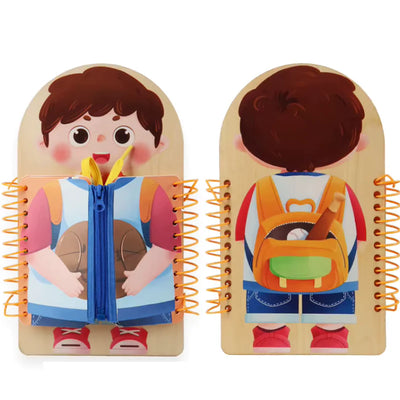 Wooden Busy Book for Toddlers – Dressing Skills Learning Toy