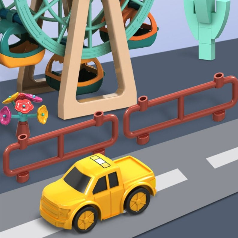 Juego de bloques de construcción Fidtoy Car Run – Pista de canicas Juguete de construcción STEM para niños