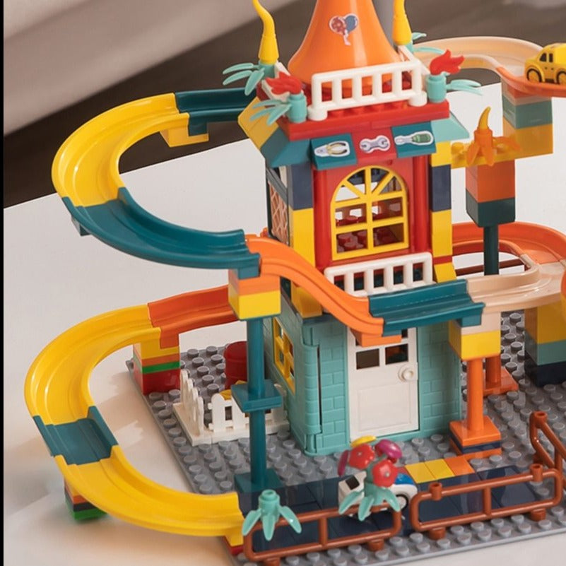 Juego de bloques de construcción Fidtoy Car Run – Pista de canicas Juguete de construcción STEM para niños