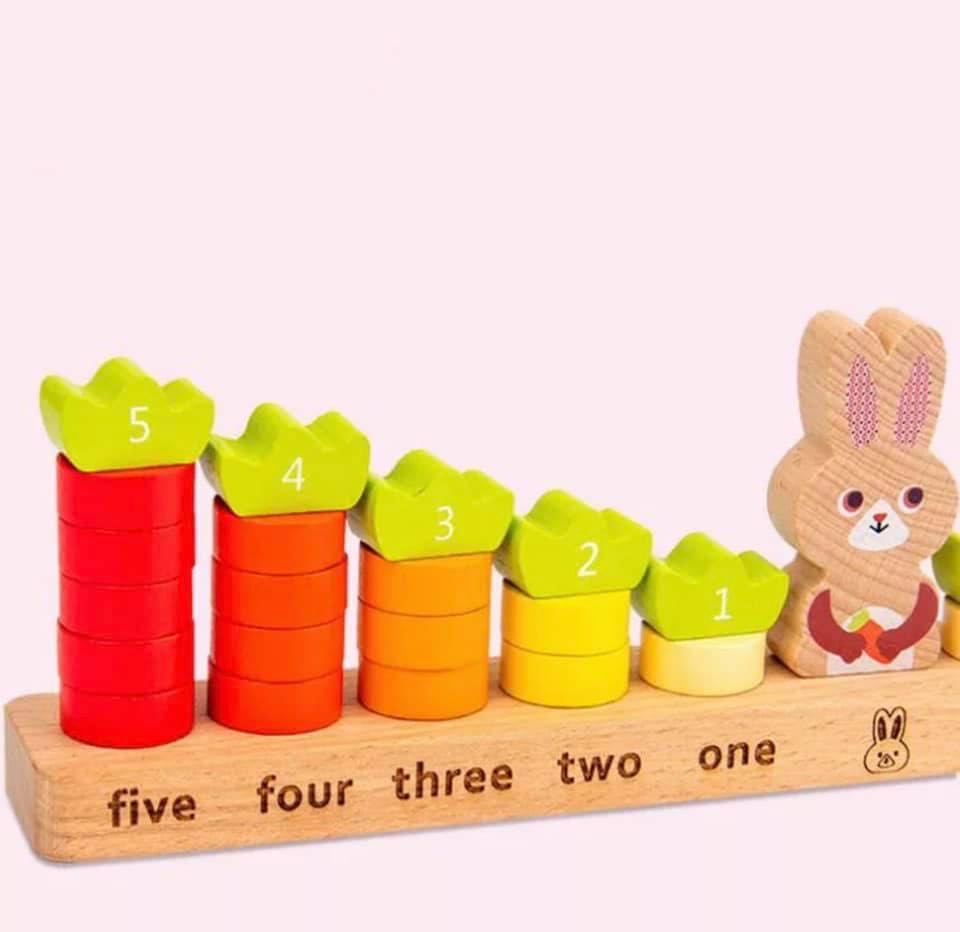 Juguetes de matemáticas para contar el equilibrio de conejos de madera