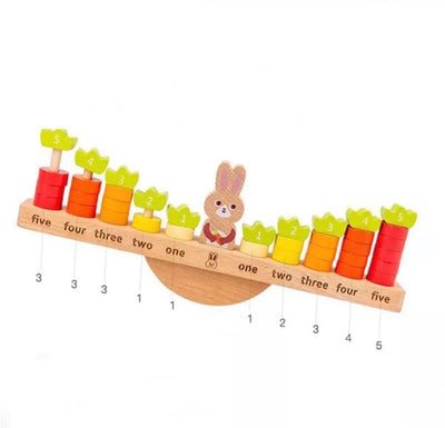 Juguetes de matemáticas para contar el equilibrio de conejos de madera