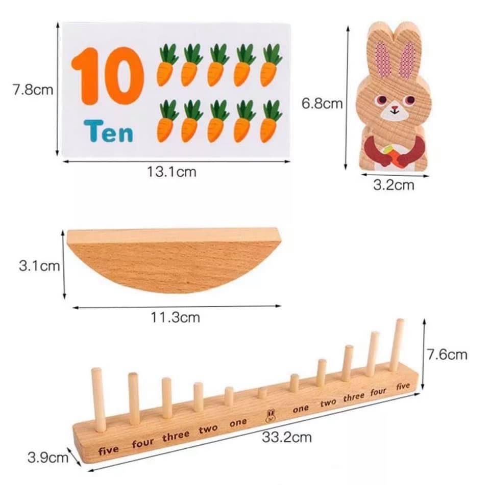 Juguetes de matemáticas para contar el equilibrio de conejos de madera
